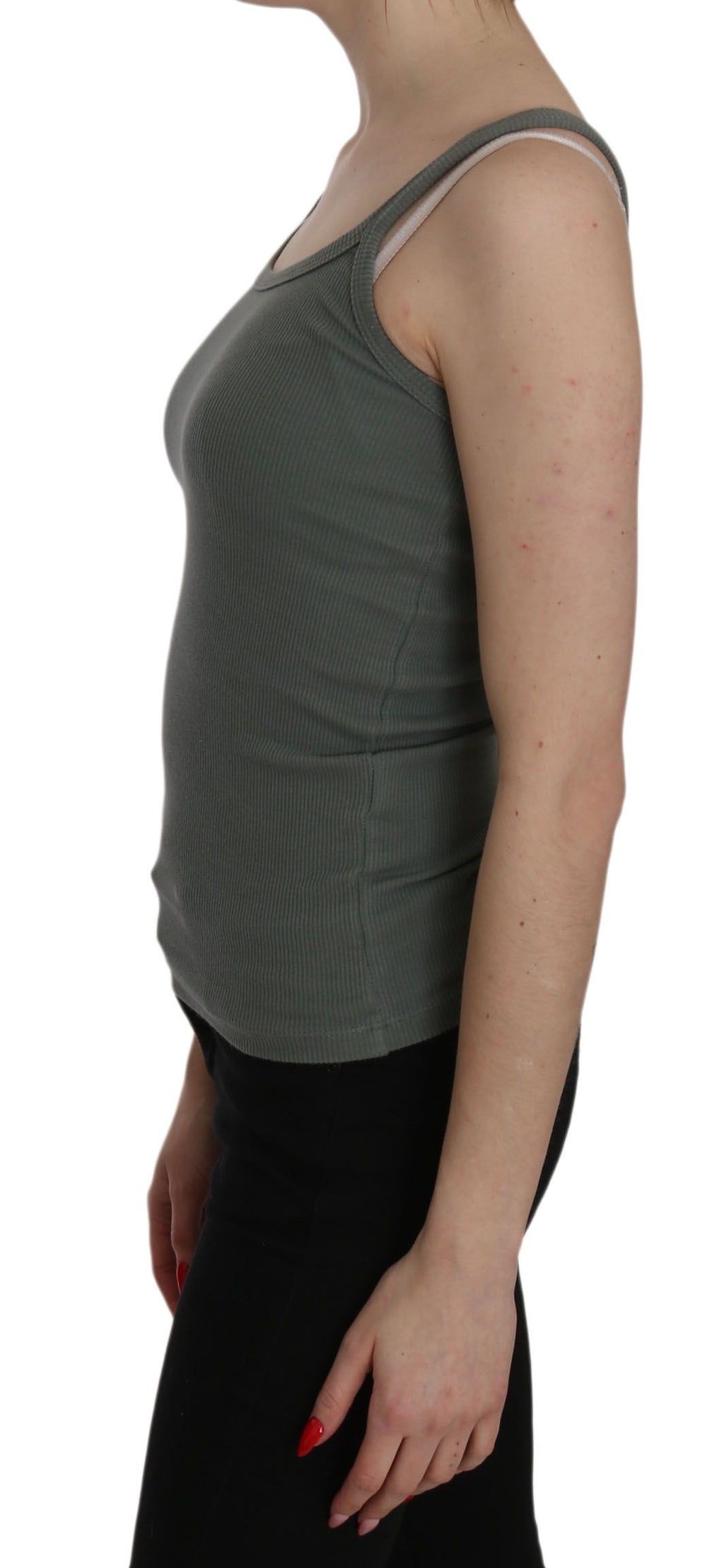 PINK MEMORIES Green Spaghetti Strap Slim Fit Casual Tank Top Blouse