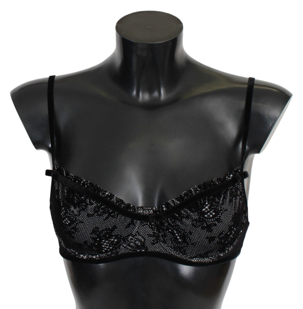 Ermanno Scervino Black Mesh Balconcino Bra Nylon  Underwear