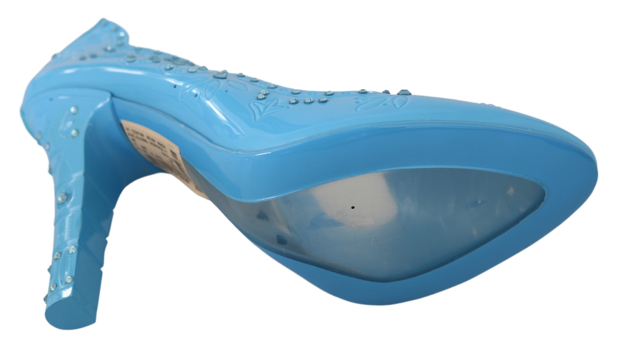 Dolce & Gabbana Blue Crystal Floral CINDERELLA Heels Shoes