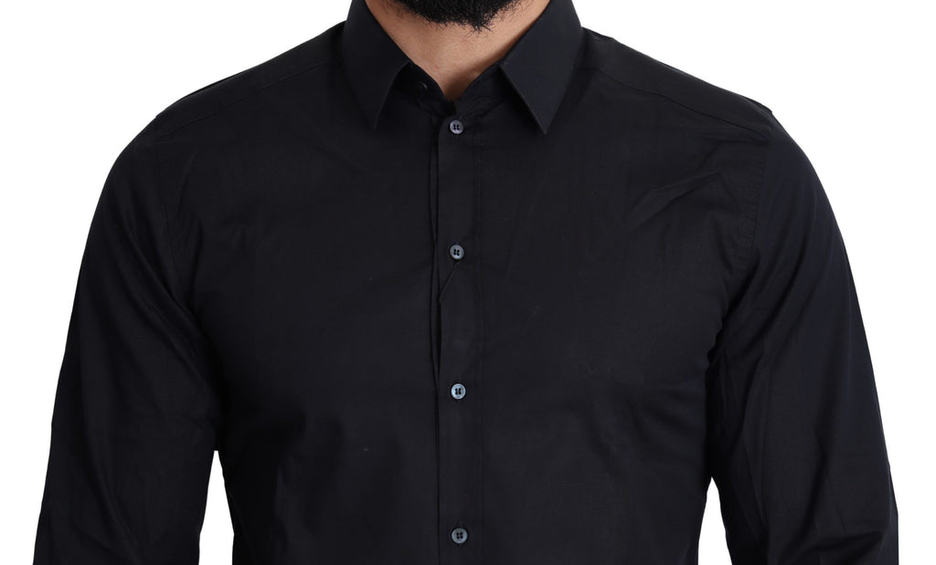 Dolce & Gabbana Blue Cotton Formal GOLD Dress Shirt