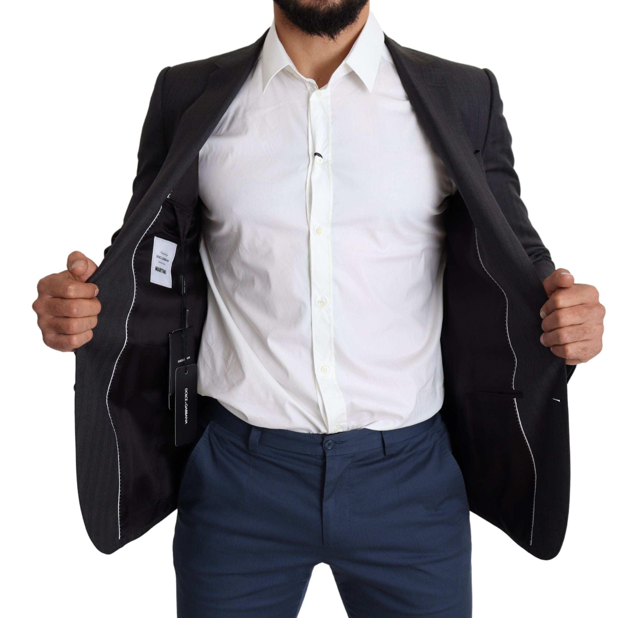 Dolce & Gabbana Black Wool Single Breasted Coat MARTINI Blazer