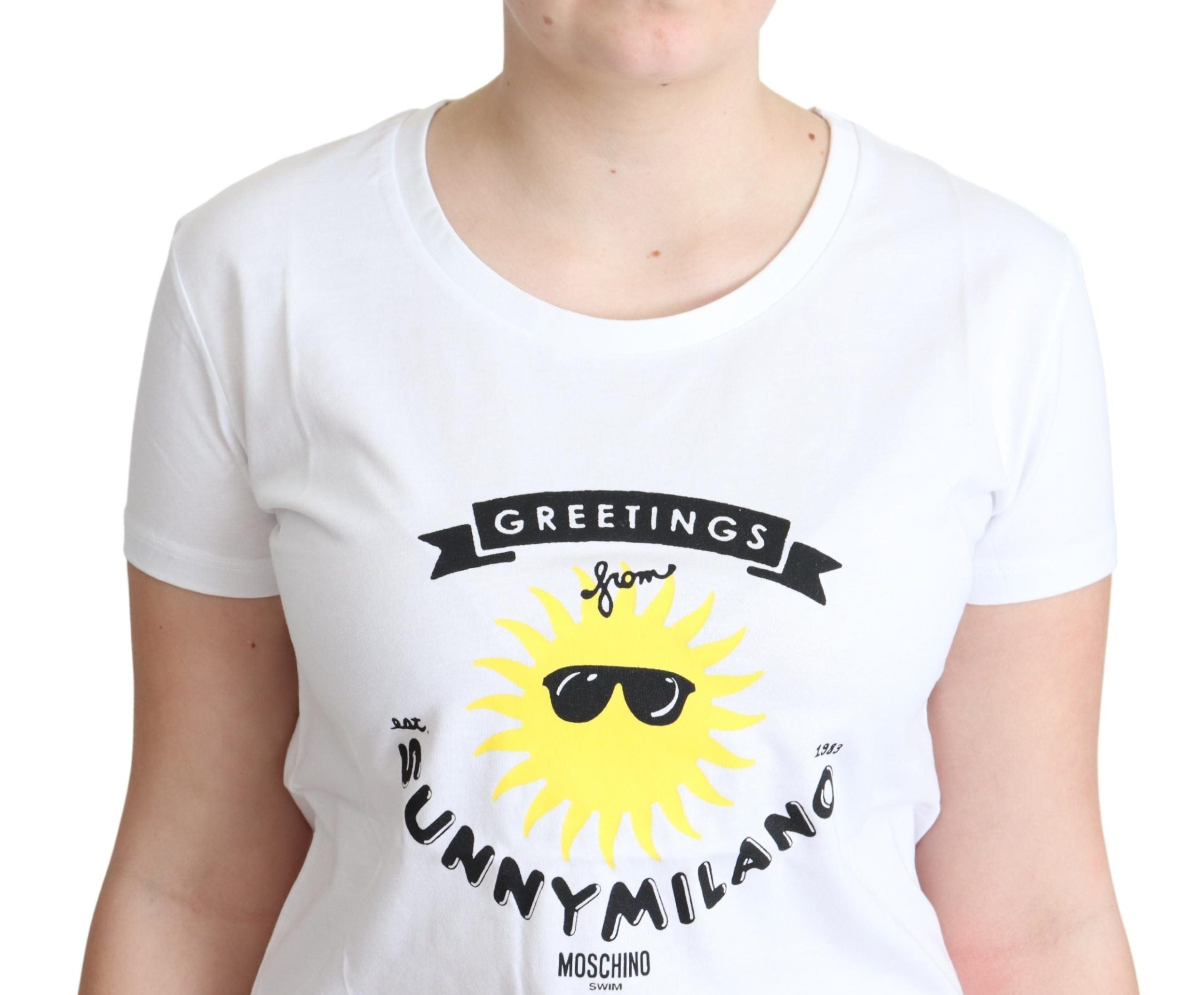 Moschino White Cotton Sunny Milano Print T-shirt