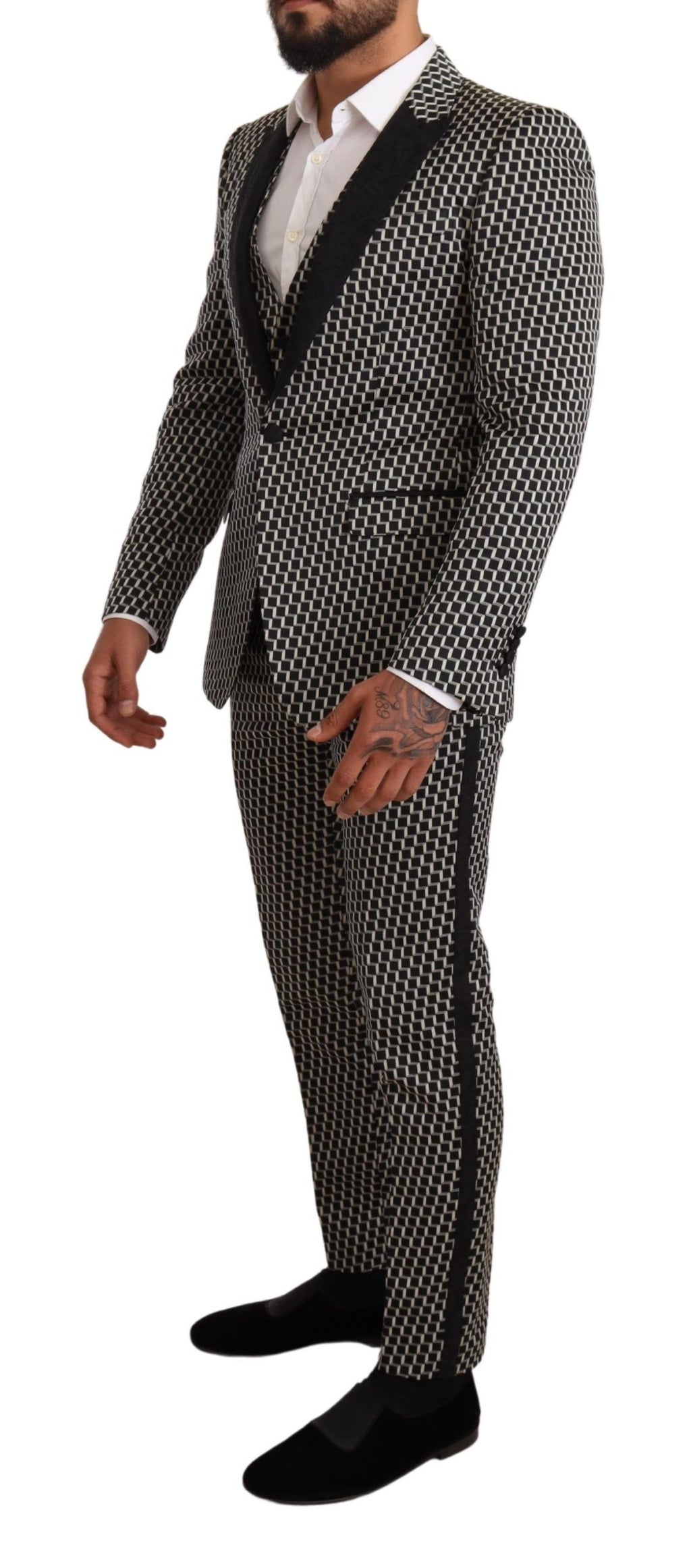 Dolce & Gabbana Black White Check 3 Piece Set MARTINI Suit