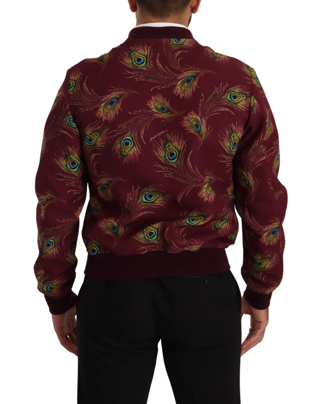 Dolce & Gabbana Red Peacock Polyester Stretch Full Zip Jacket
