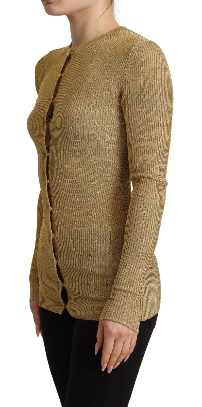 Dolce & Gabbana Gold Viscose Blend Buttons Cardigan Sweater