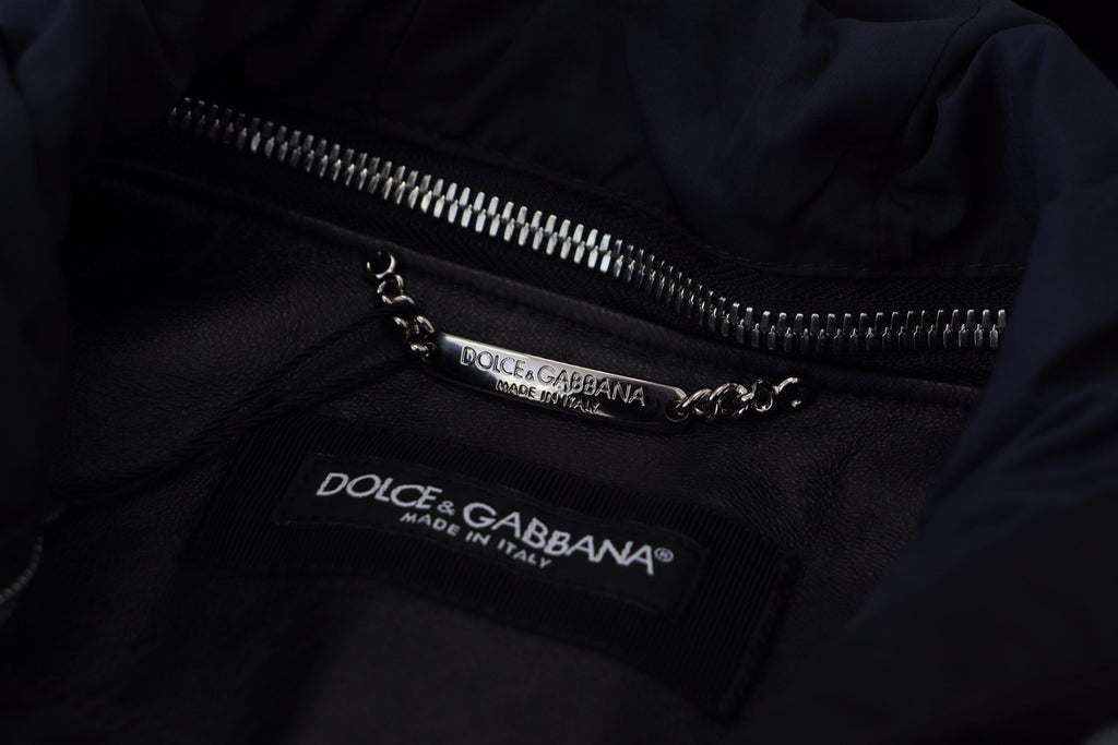 Dolce & Gabbana Black Polyester Hooded Blouson Coat Jacket