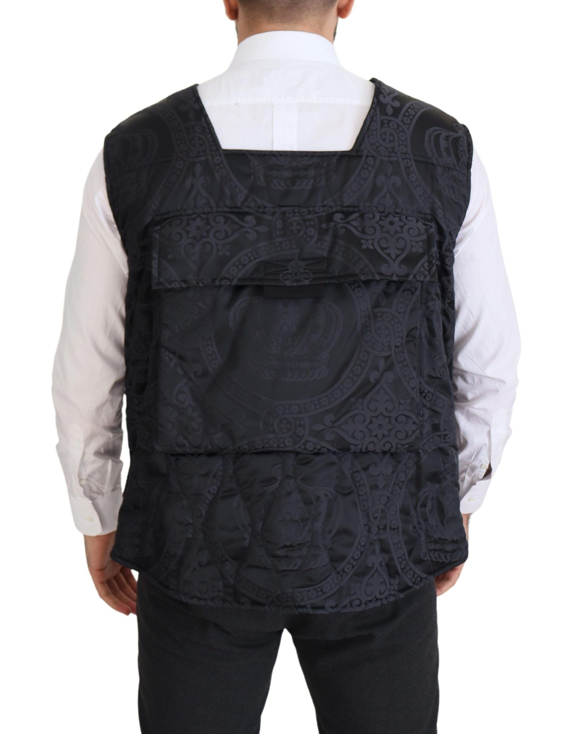 Dolce & Gabbana Black Nylon Full Zip Sleeveless Jacket