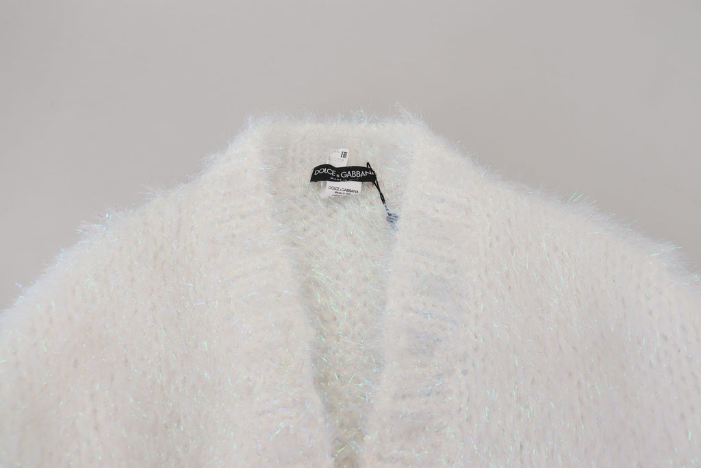 Dolce & Gabbana White Long Sleeves Fringes Cardigan Jacket