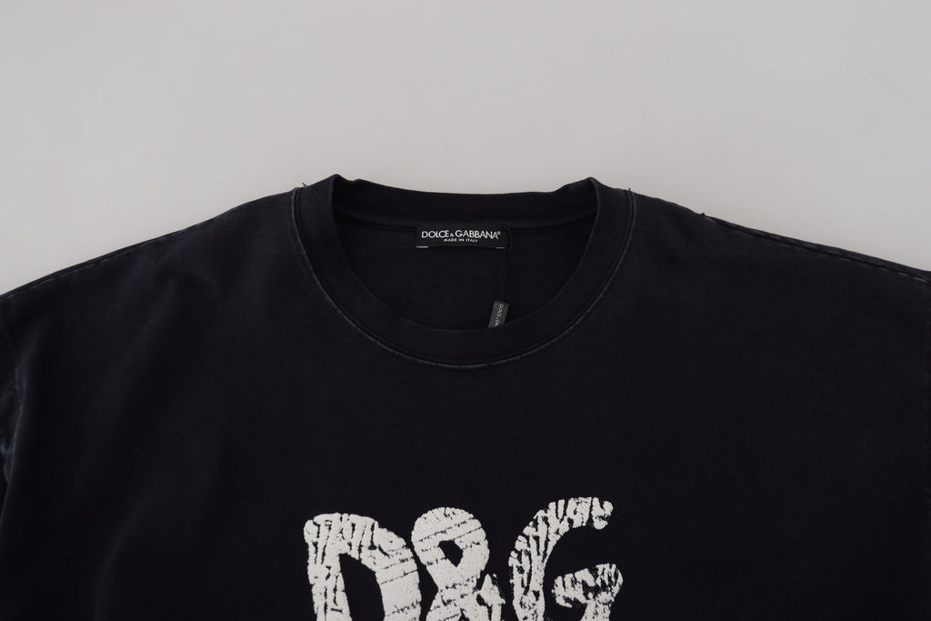 Dolce & Gabbana Black D&G Fashion Round Neck Cotton T-shirt
