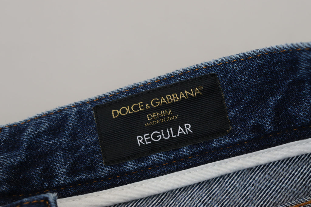 Dolce & Gabbana Blue Cotton Tattered Men Denim Jeans