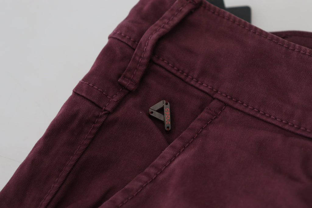 CYCLE Maroon Cotton Stretch Skinny Casual Men Pants