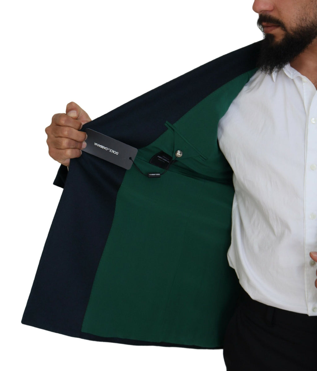 Dolce & Gabbana Blue Double Breasted Formal Coat Blazer