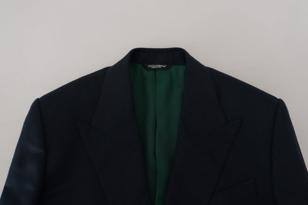 Dolce & Gabbana Blue Double Breasted Formal Coat Blazer