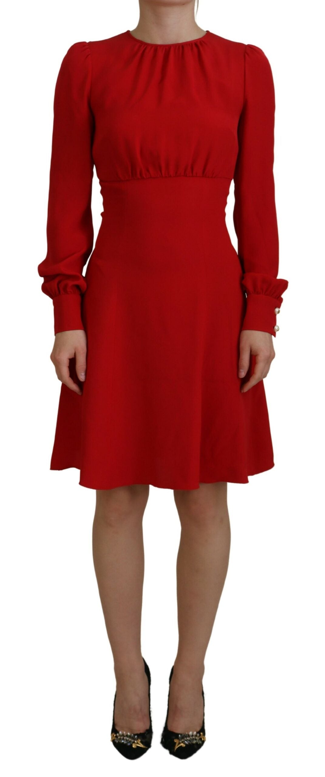 Dolce & Gabbana Red Silk Sheath A-line Knee Length Dress