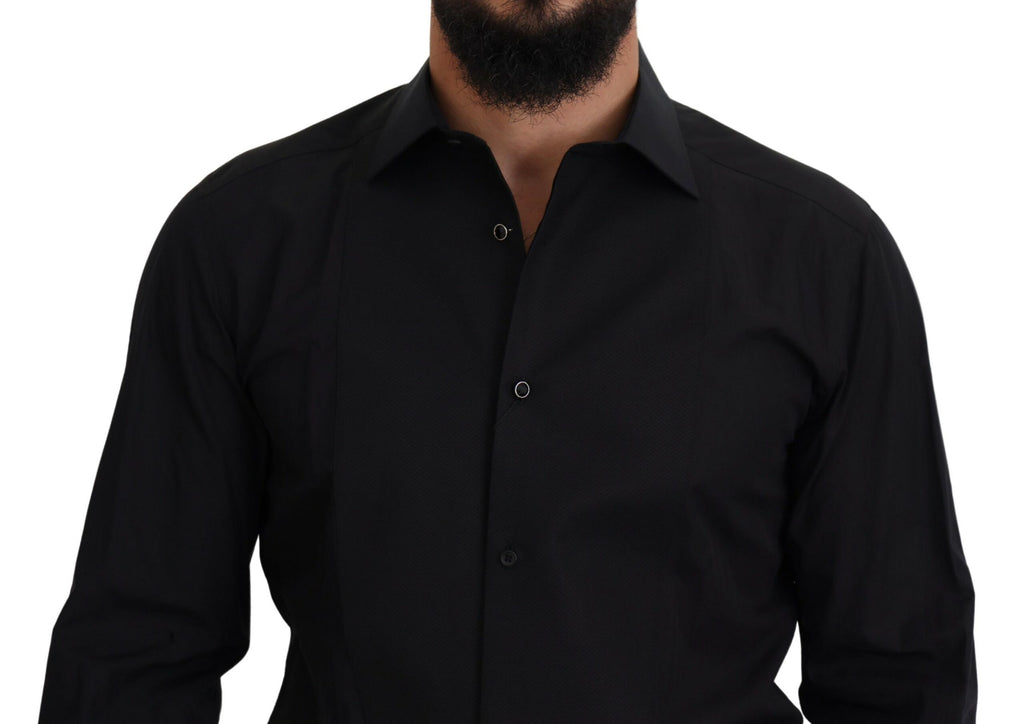 Dolce & Gabbana Black GOLD Cotton Collared Long Sleeve Shirt
