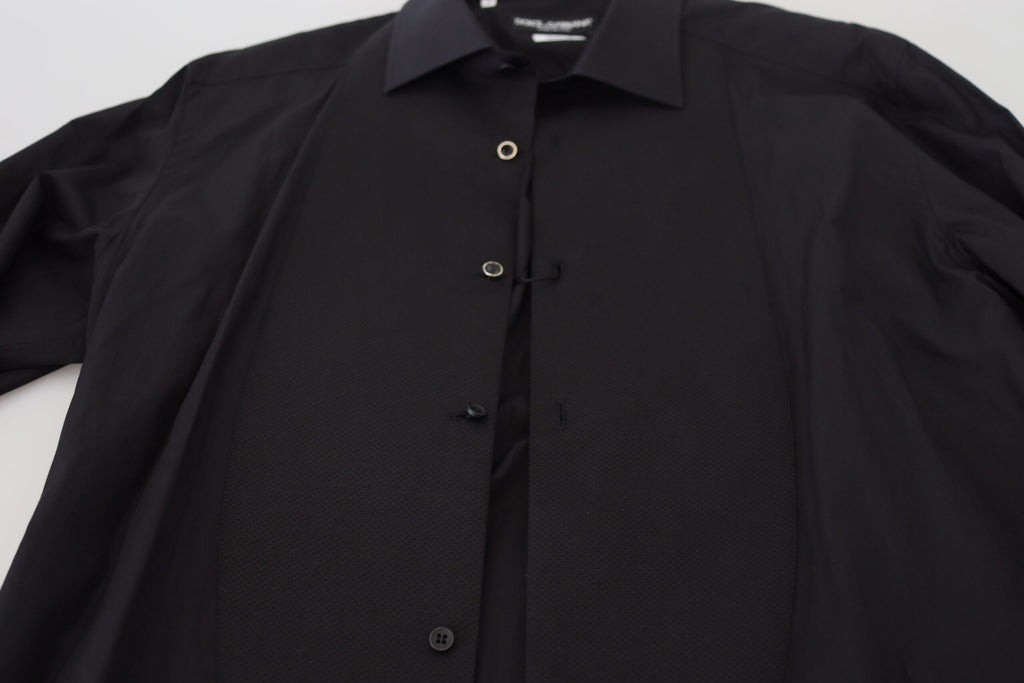 Dolce & Gabbana Black GOLD Cotton Collared Long Sleeve Shirt