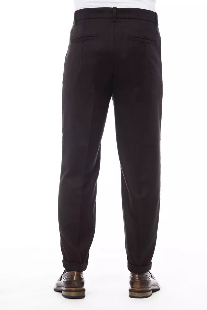 Alpha Studio Brown Wool Pant