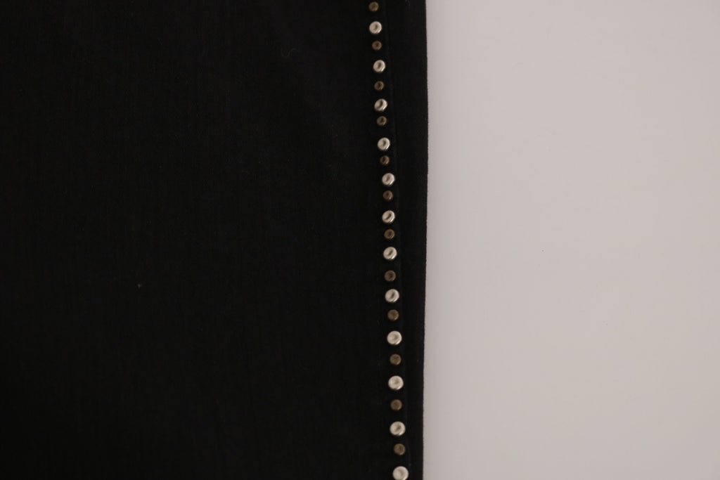 Costume National Black Embellished Mid Waist Skinny Denim Jeans