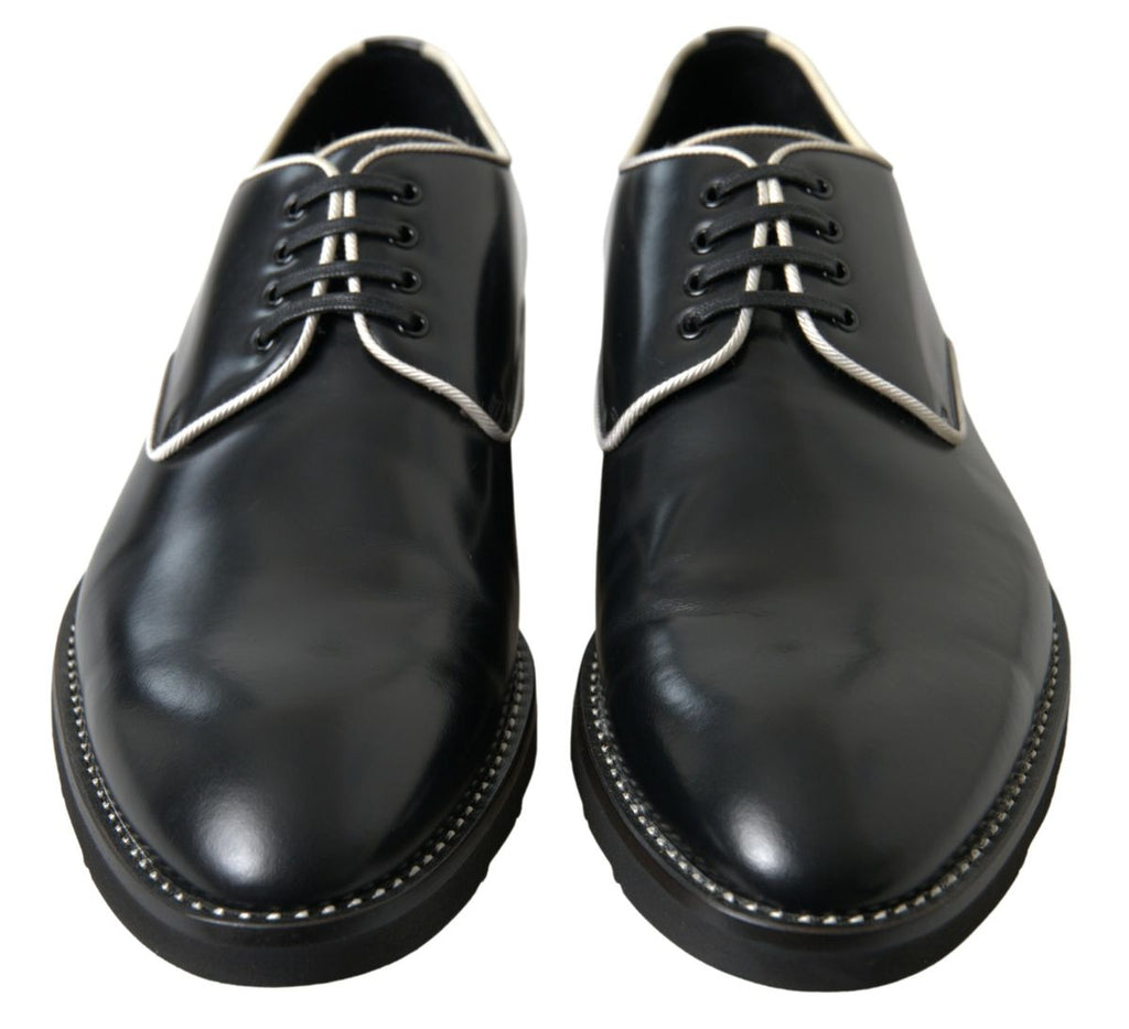 Dolce & Gabbana Black White Leather Formal Shoes