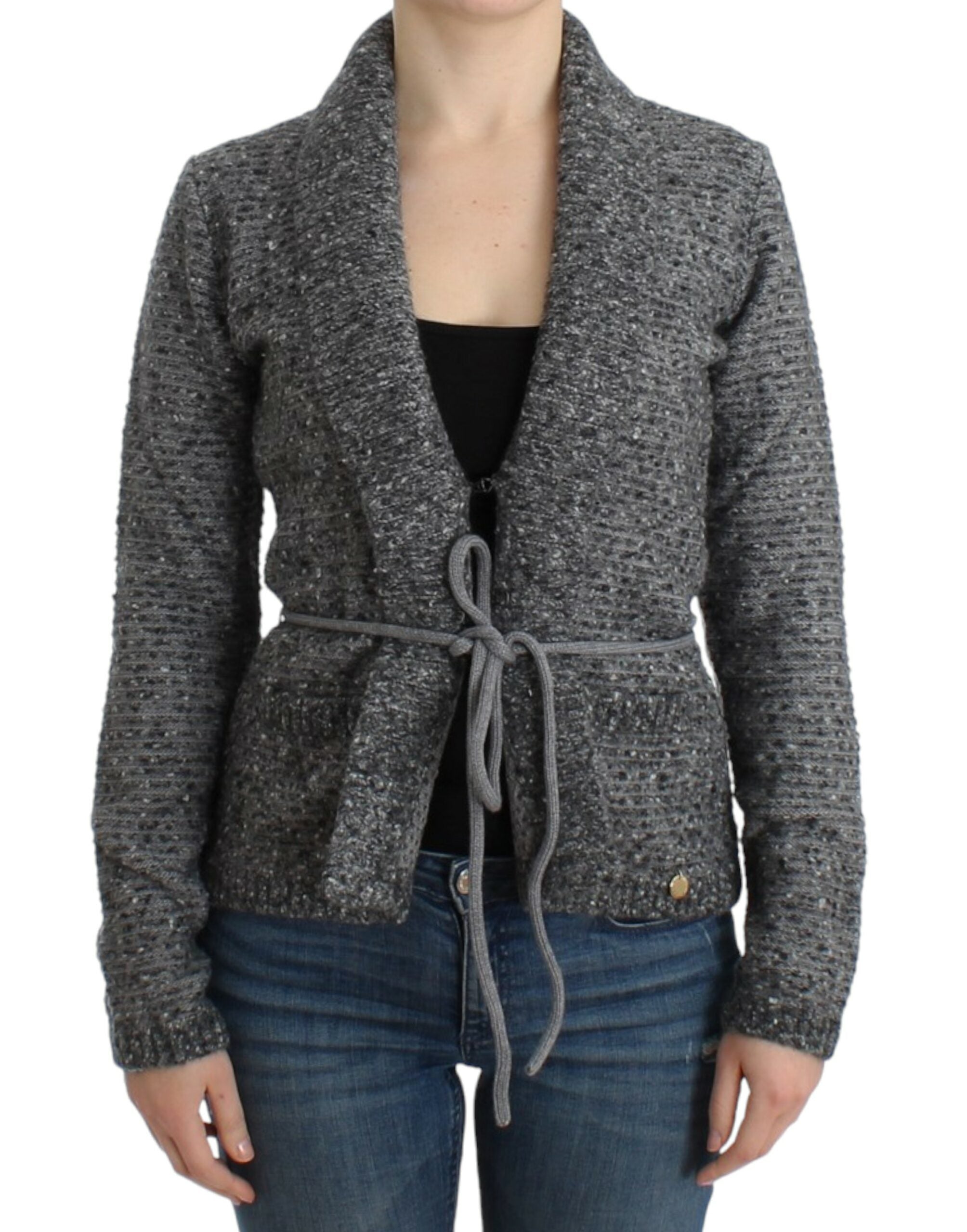 Cavalli Gray wool knitted cardigan