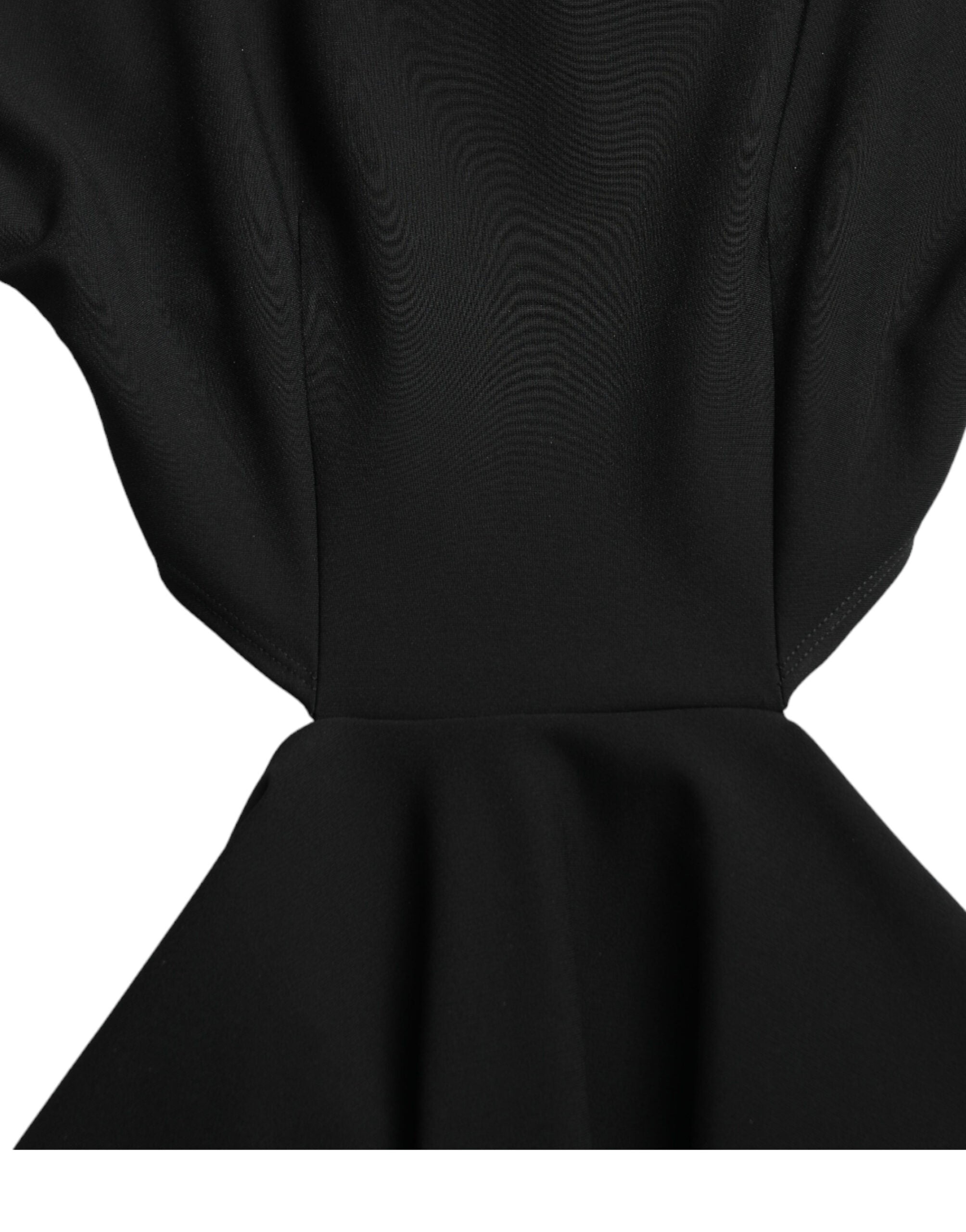 Dolce & Gabbana Black Viscose Cut Out A-line Long Sleeves Mini Dress