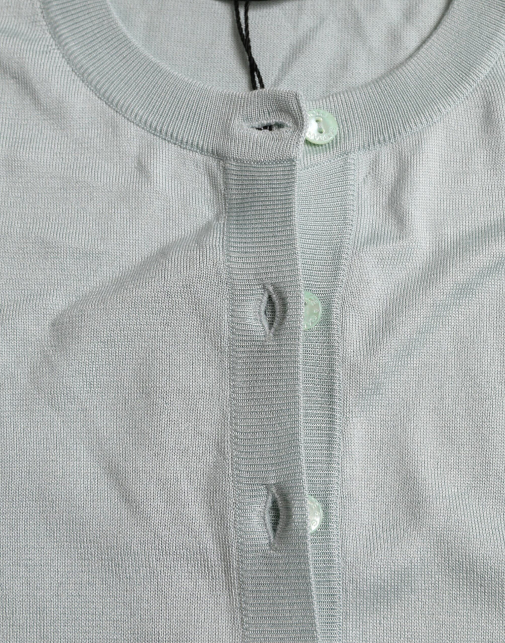 Dolce & Gabbana Light Blue Silk Crew Neck Cardigan Sweater