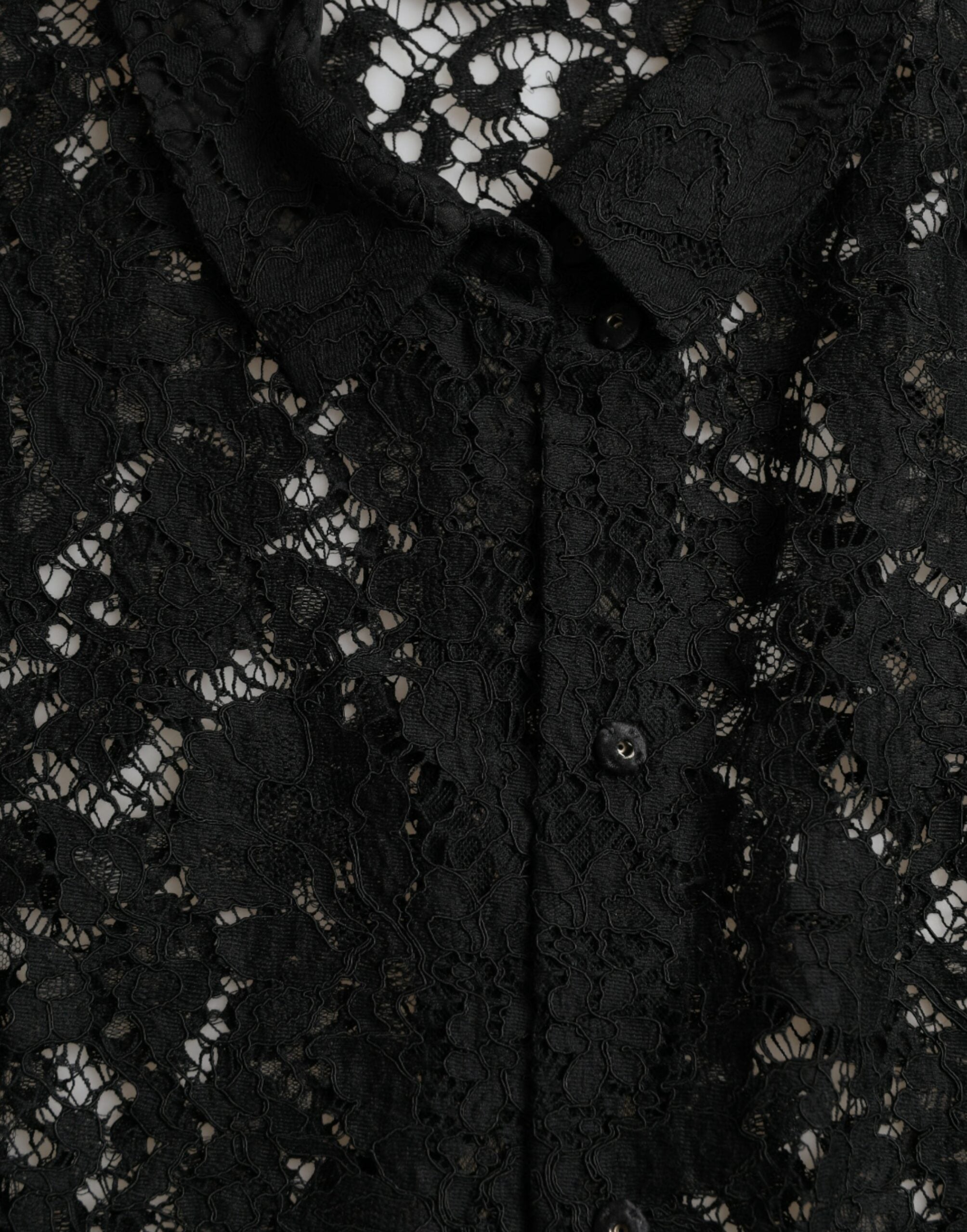 Dolce & Gabbana Black Floral Lace Long Sleeves Blouse Top