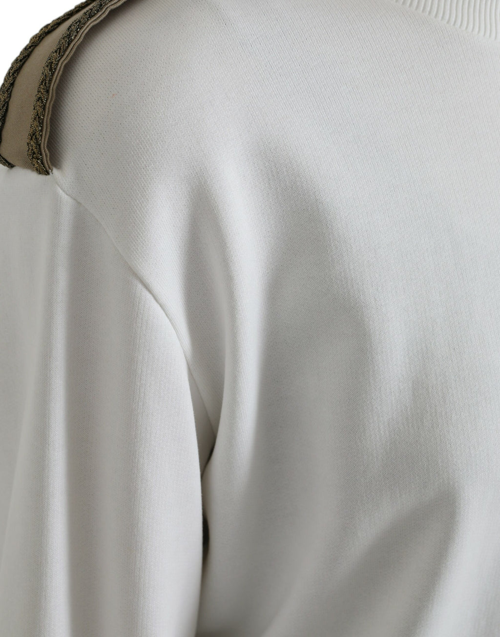 Dolce & Gabbana White Floral Cotton Crew Neck Pullover Sweater