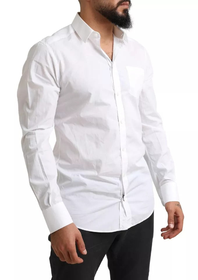 Dolce & Gabbana White GOLD Formal Cotton Tuxedo Dress Shirt