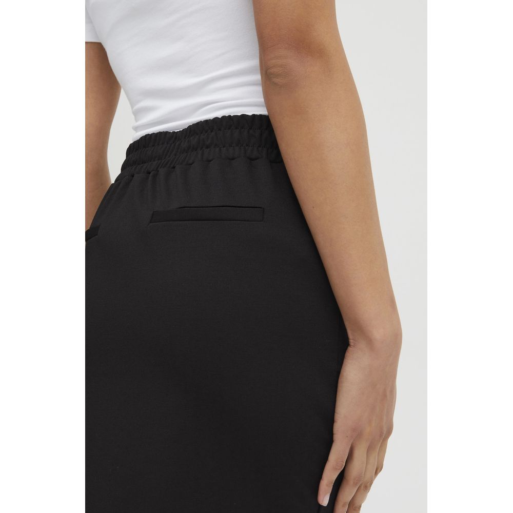 ICHI Black Polyester Mini Skirt