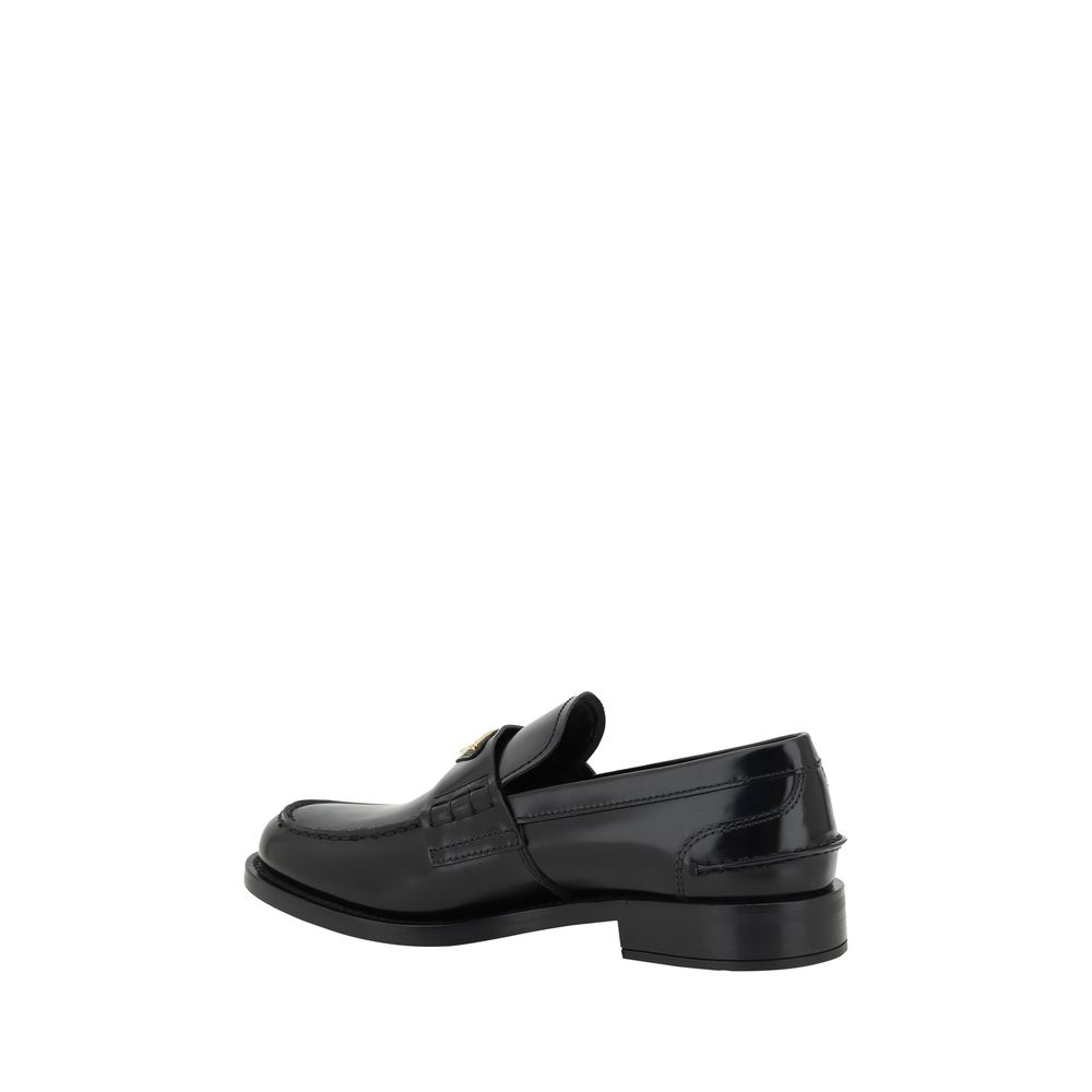 Black Leather Logo Loafers