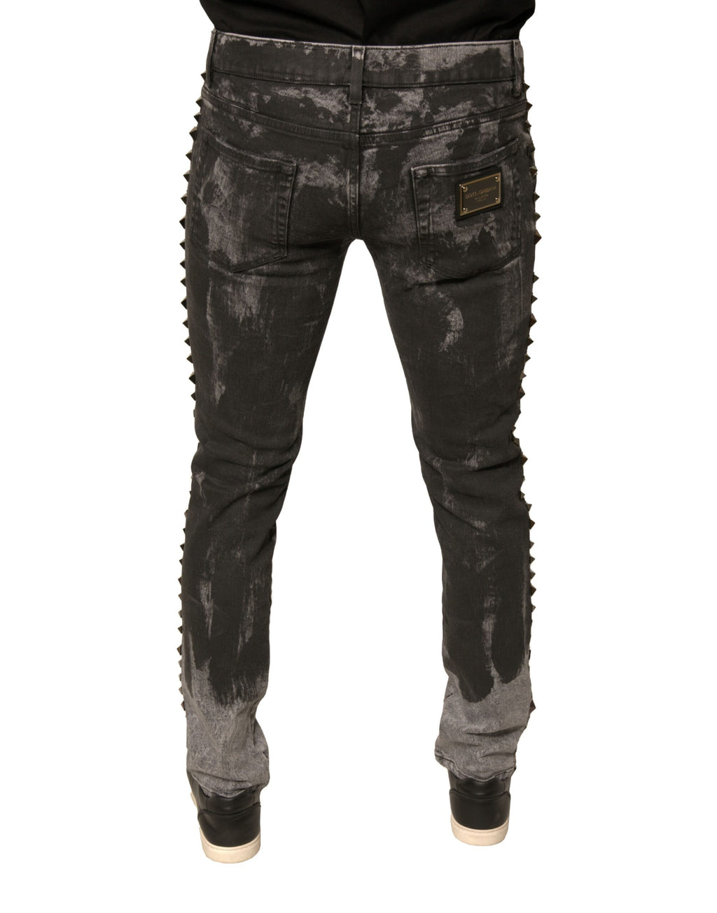 Dolce & Gabbana Gray Embellished Cotton Skinny Denim Jeans