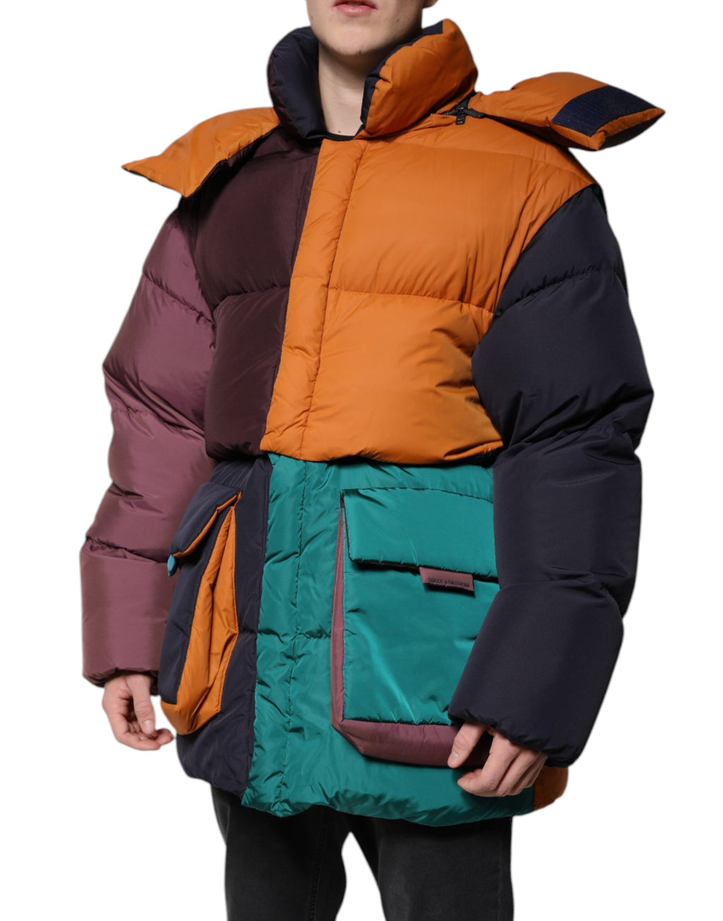 Multicolor Quilted Hooded Puffer Jacket