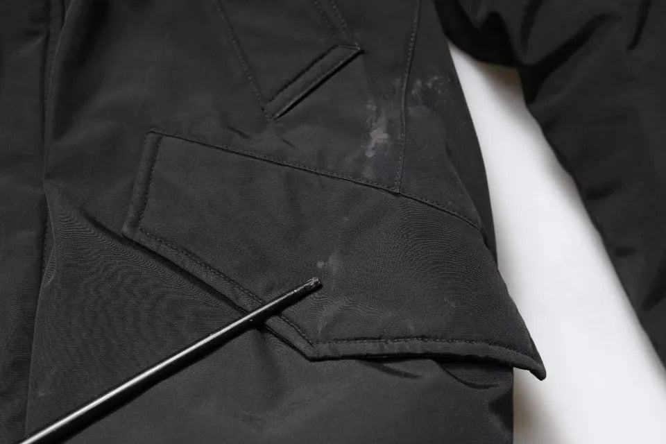 Black Hooded Long Sleeves Fur Shearling Coat Jacket