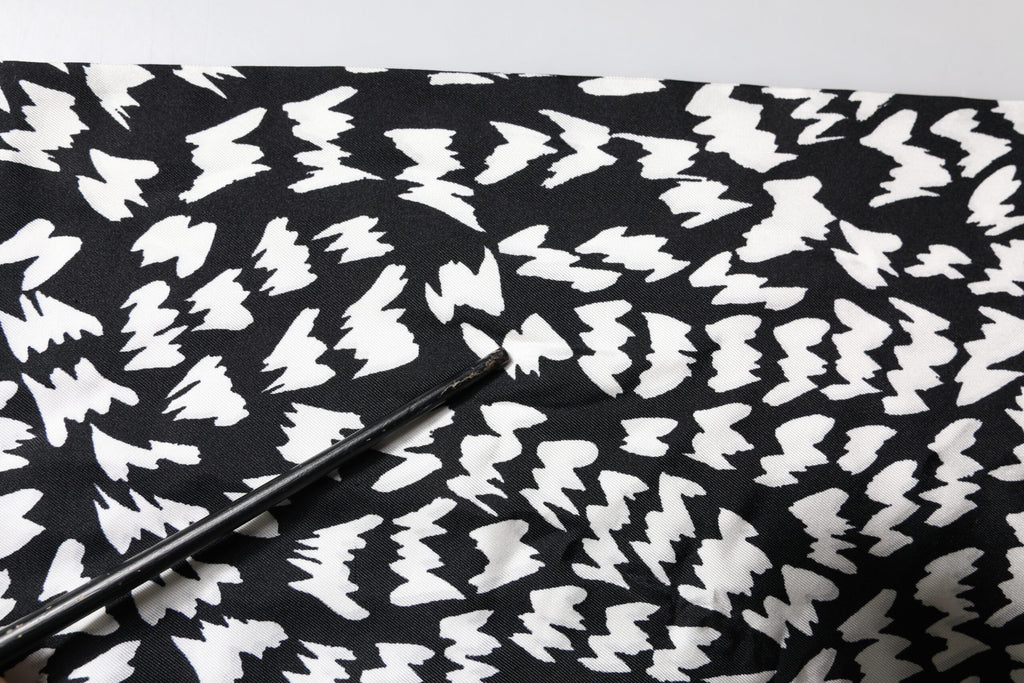 Black White Patterned Fringes Shawl Scarf