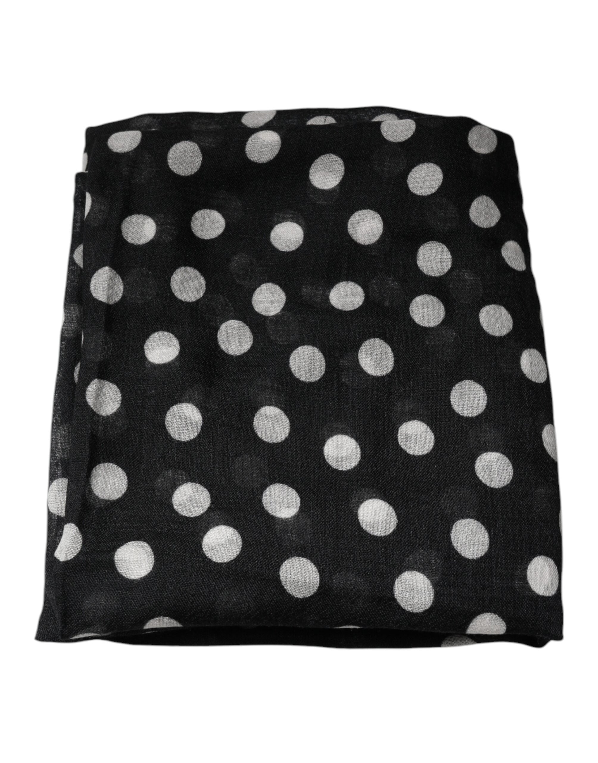Black White Polka Dots Fringes Wrap Scarf
