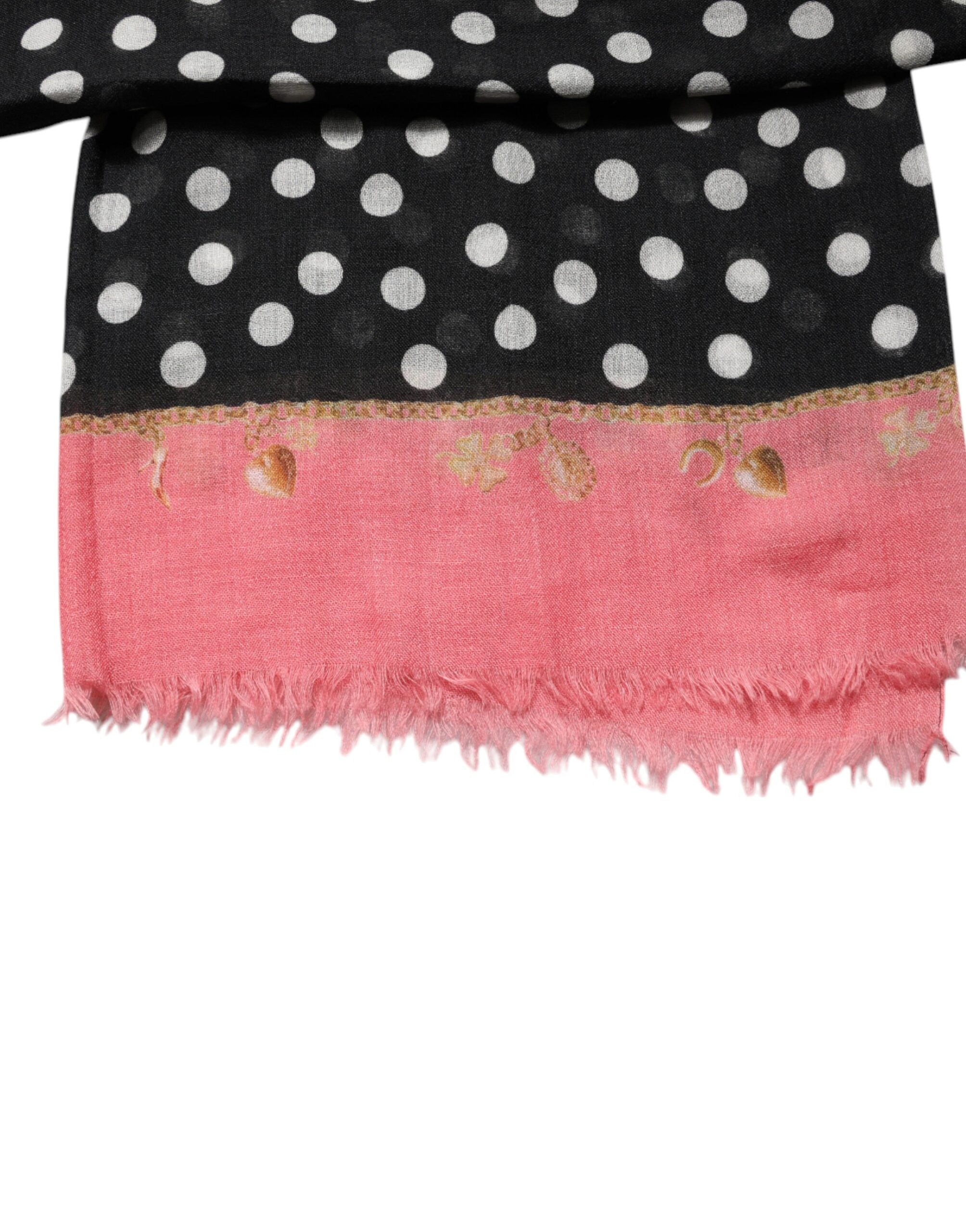 Black White Polka Dots Fringes Wrap Scarf