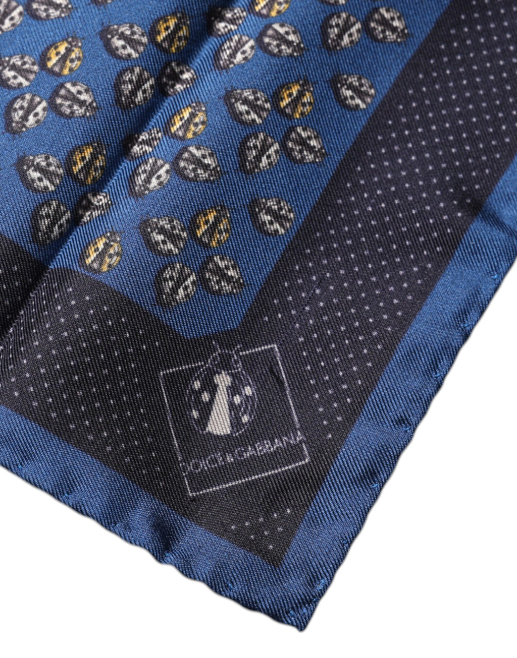 Blue Lady Bug Silk Square Handkerchief Scarf