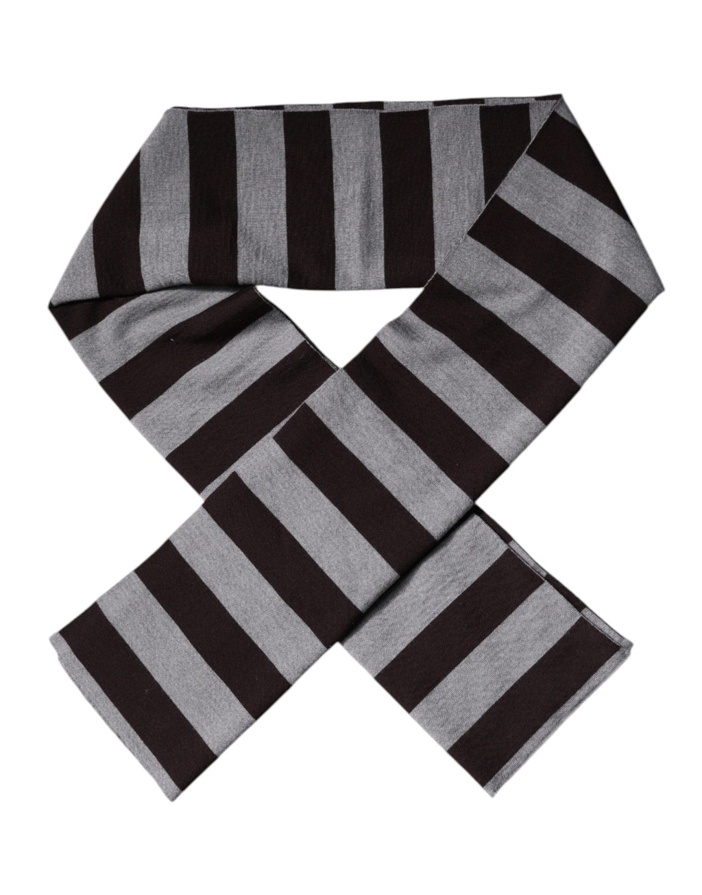 Black Gray Stripes Wool Neck Wrap Scarf