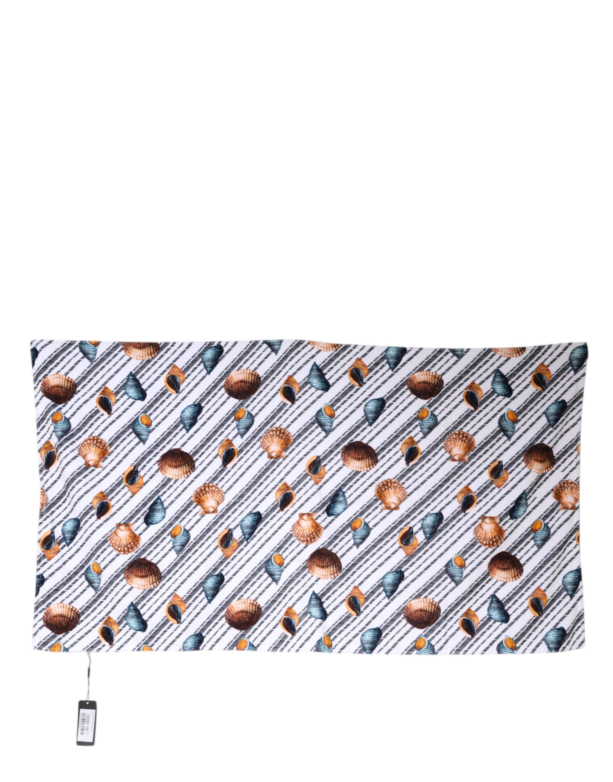 Multicolor Stripes Seashells Beach Towel