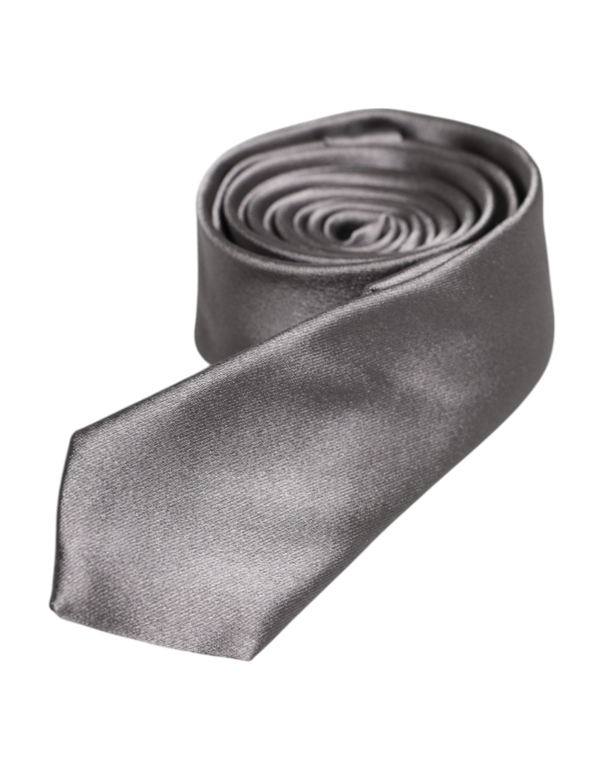 Metallic Silver Silk Adjustable Necktie Tie