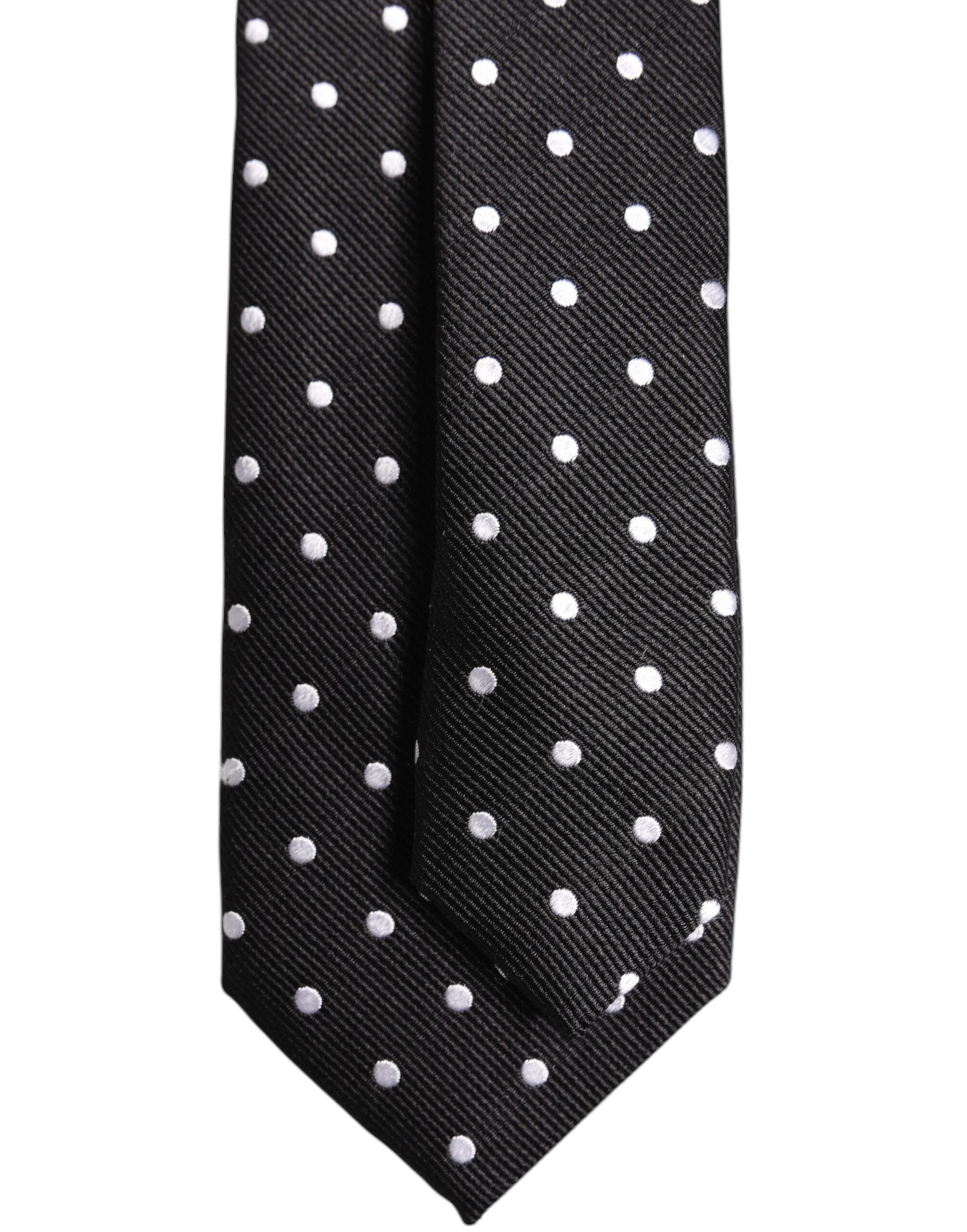 Black Polka Dots Silk Adjustable Necktie Tie