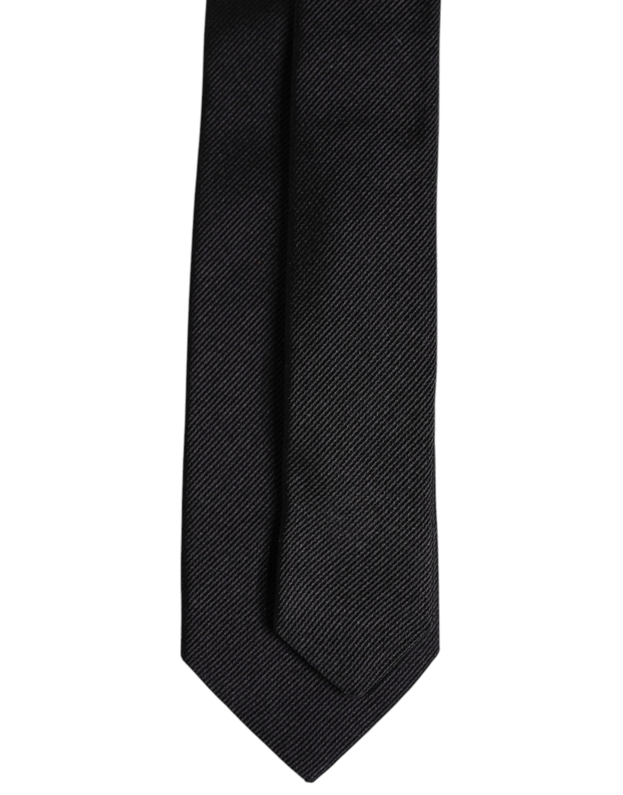 Black Solid Silk Adjustable Necktie Tie