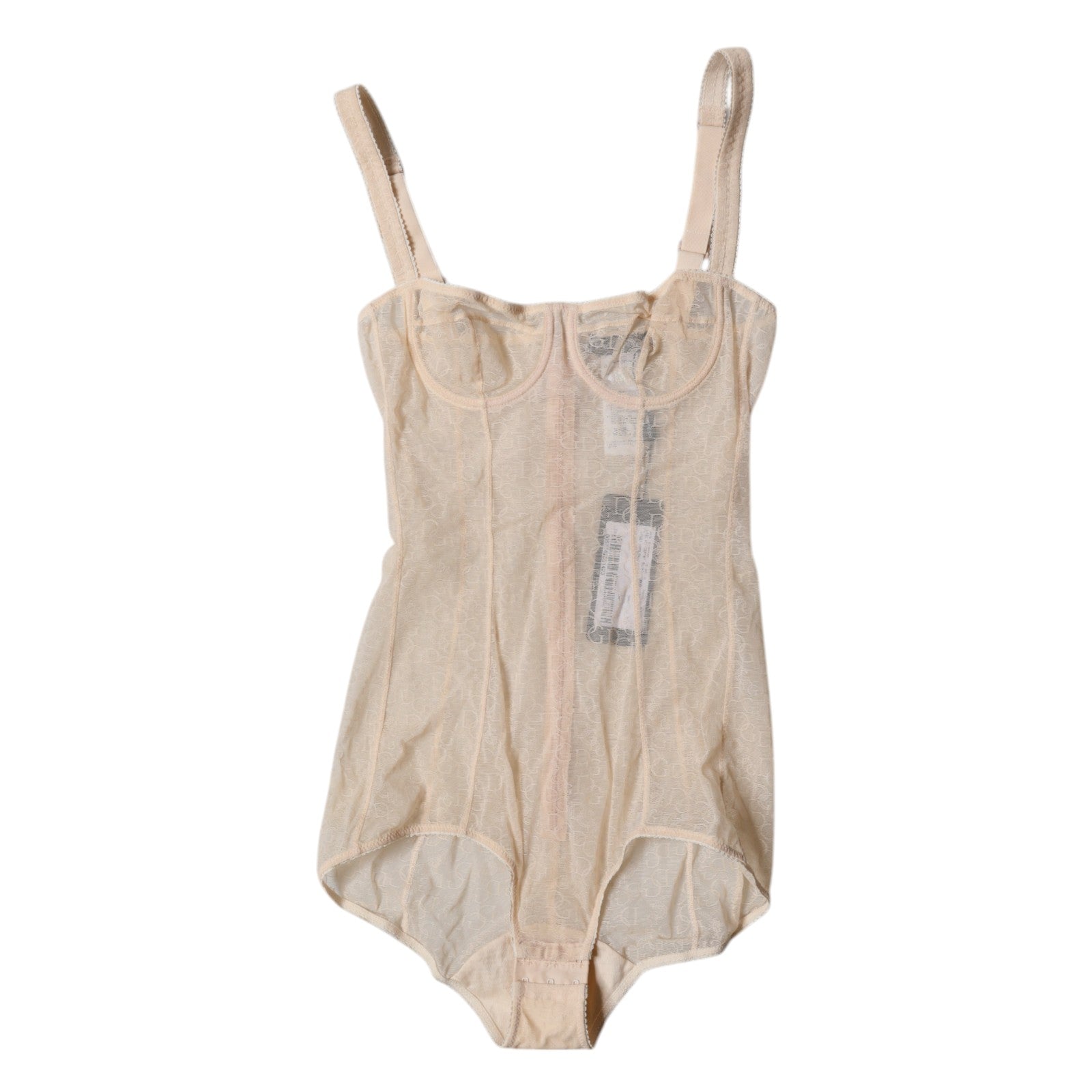 Beige Tulle Balconette Bra Bodysuit Underwear