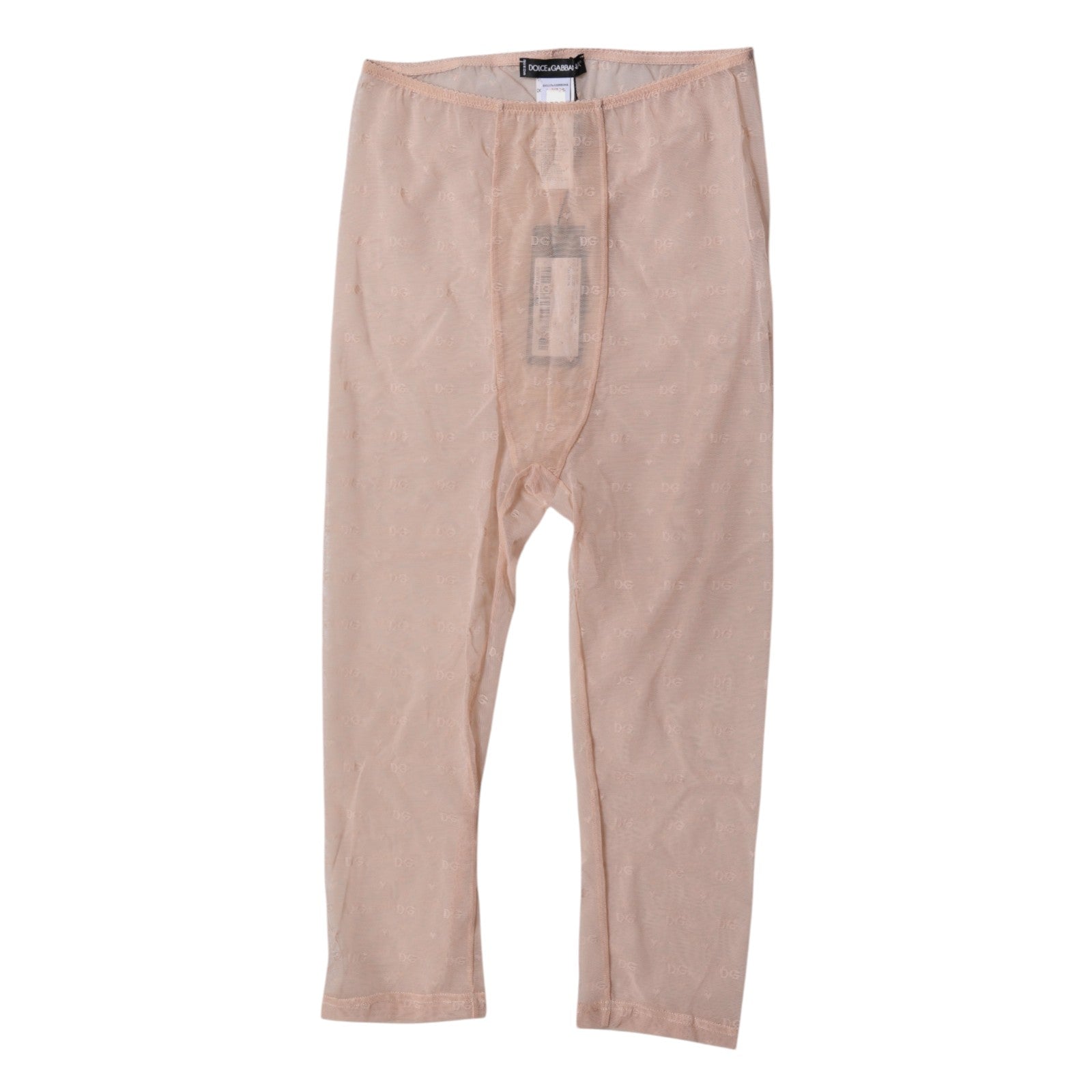 Beige Logo Lace Lingerie Cropped Tights Underwear