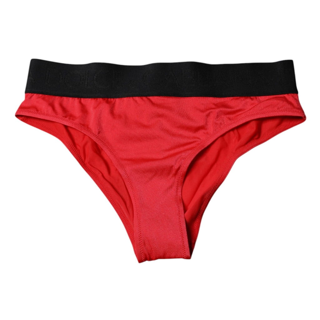 Red Nylon Stretch Mid Waist Panty Underwear