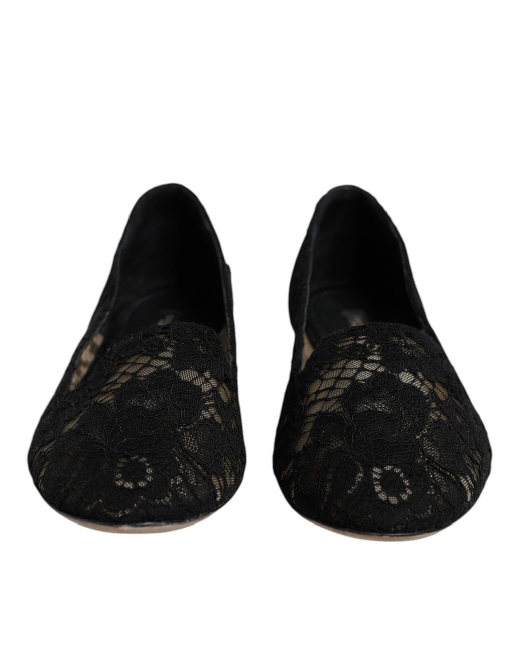 Black Taormina Lace Slip On Flats Shoes