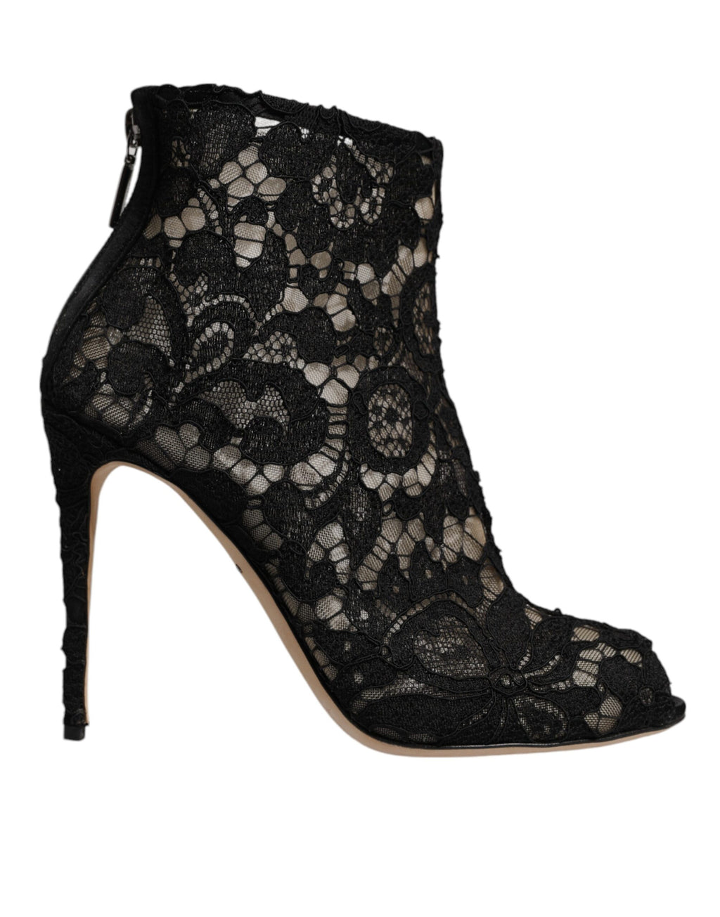 Black Floral Lace Heels Ankle Boots Shoes