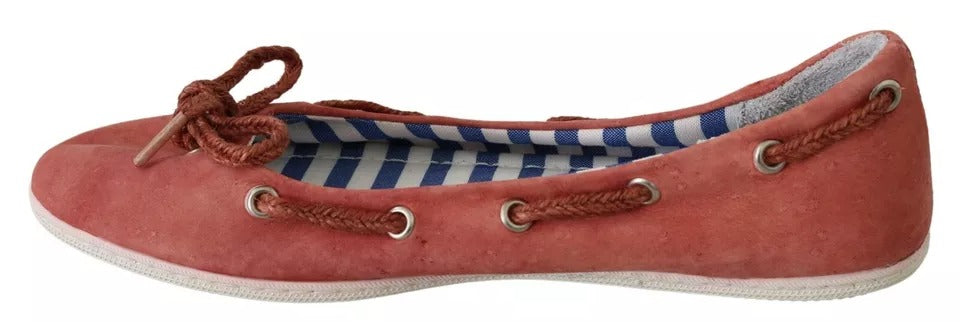 Scarlet Red Blue Stripe Flat Slip-On Shoes