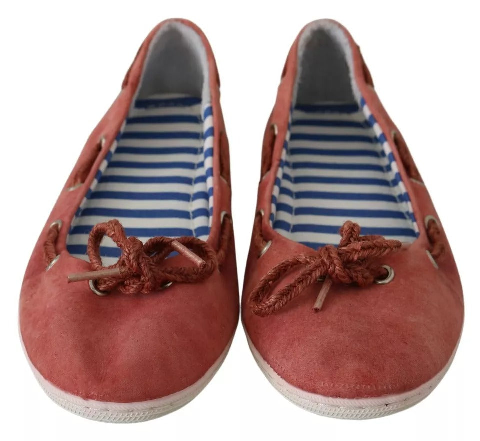 Scarlet Red Blue Stripe Flat Slip-On Shoes